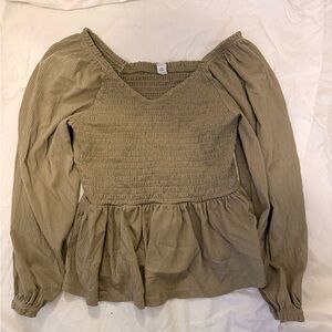 Old Navy Women's Khaki Smocked Blouse